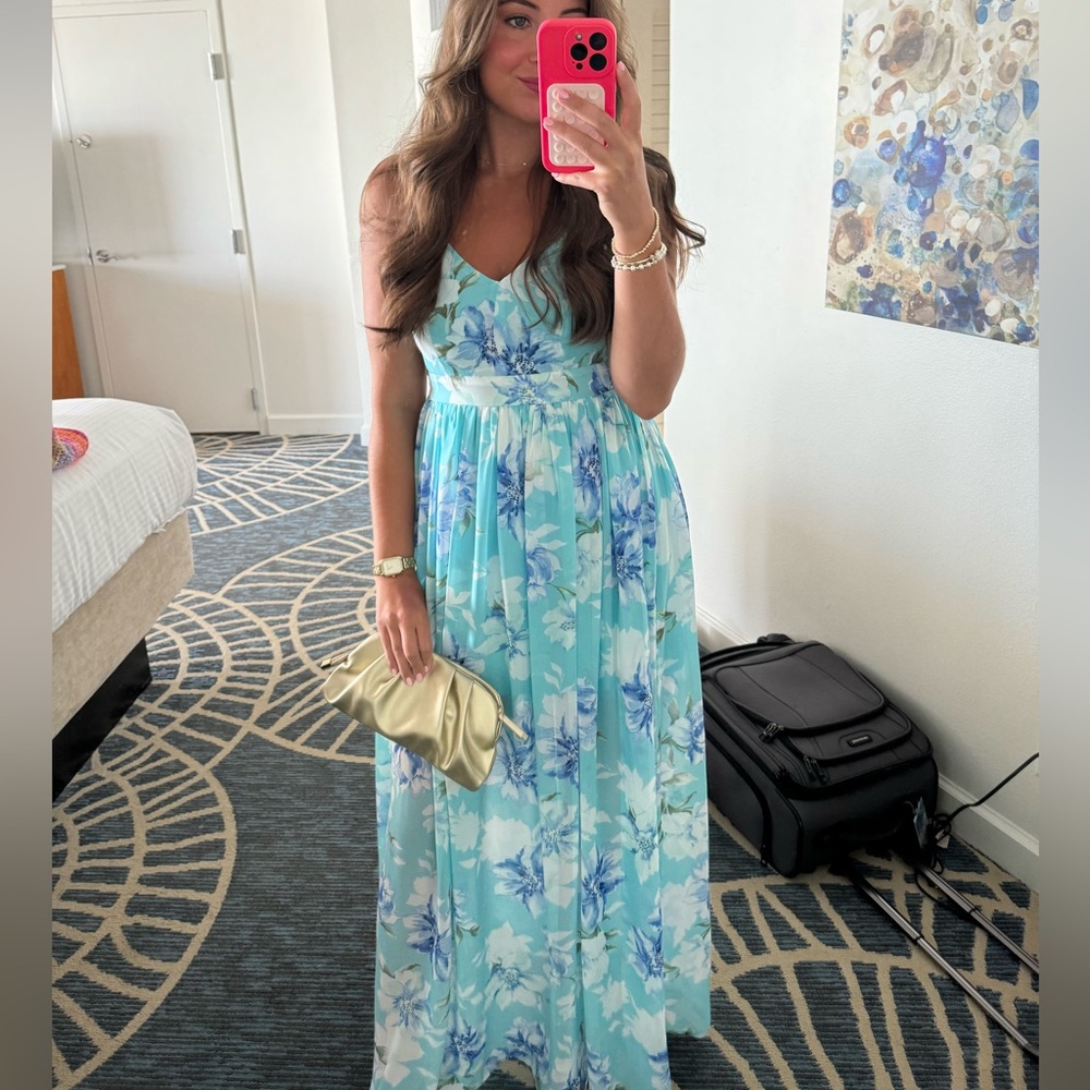 Pink Lily Blue Floral Maxi Dress
